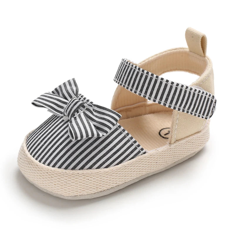 Summer Girl Baby Casual Sandals Soft Sole Comfortable Lightweight Walking Shoes Bow Canvas Baby Shoes