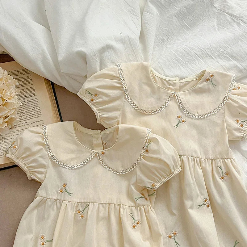 2025 New Summer Toddler Baby Girls Jumpsuit 0-24M Children Clothes Short Sleeved Cotton Embroidery Infant Baby Girls Bodysuits
