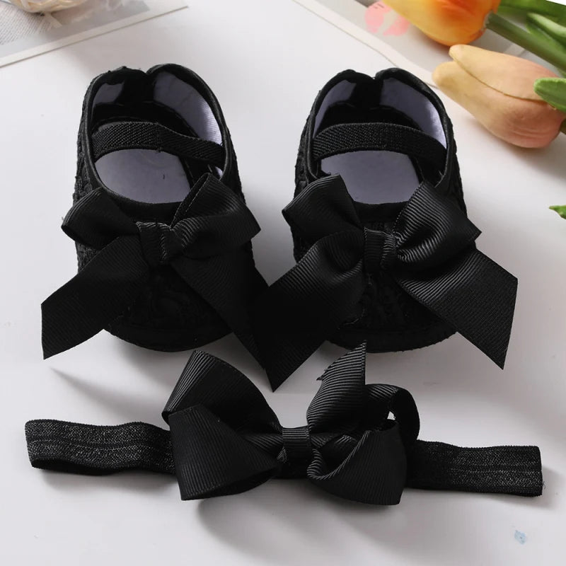 Newborn Baby Shoes for Girls Sweet Bow Toddlers Princess Crib Shoes Autumn Cotton Soft Sole Infant First Walker 0-18 Months