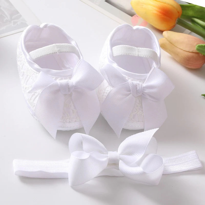 Newborn Baby Shoes for Girls Sweet Bow Toddlers Princess Crib Shoes Autumn Cotton Soft Sole Infant First Walker 0-18 Months