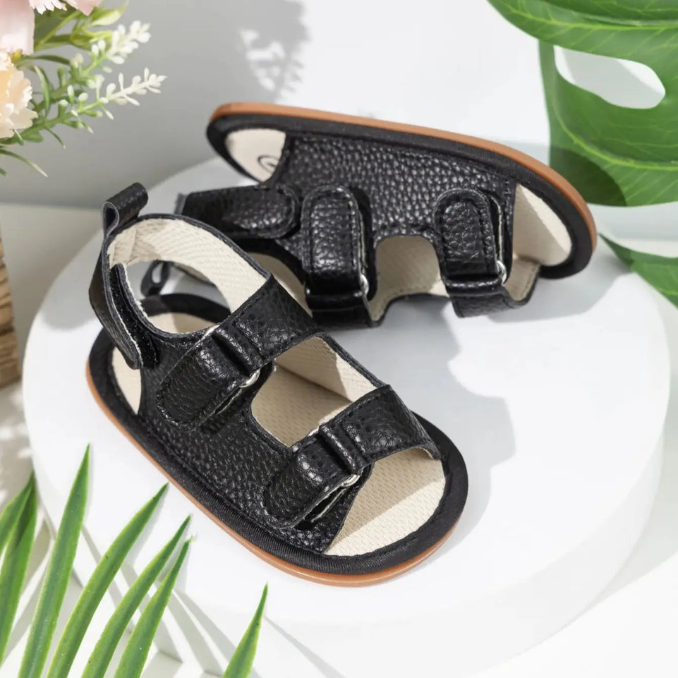 Summer Rubber Soft Anti-Slip Sandal Baby Boy Girl Shoes Bowknot Dress 0-18 Months PU Flats Beach Slipper First Walker Crib Shoes