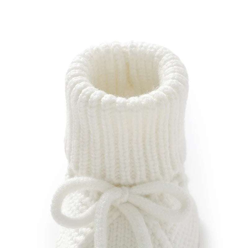Infant Baby Shoes Knitted Newborn Boy Girl Footwear Fashion Tie Bow 0-18M Toddler Clothes Accessories First Bed Boots Super Soft