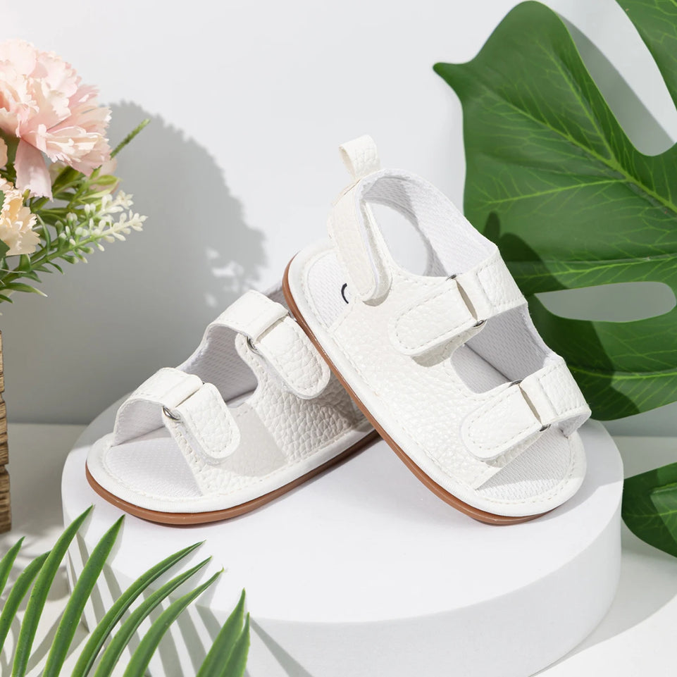 Summer Rubber Soft Anti-Slip Sandal Baby Boy Girl Shoes Bowknot Dress 0-18 Months PU Flats Beach Slipper First Walker Crib Shoes