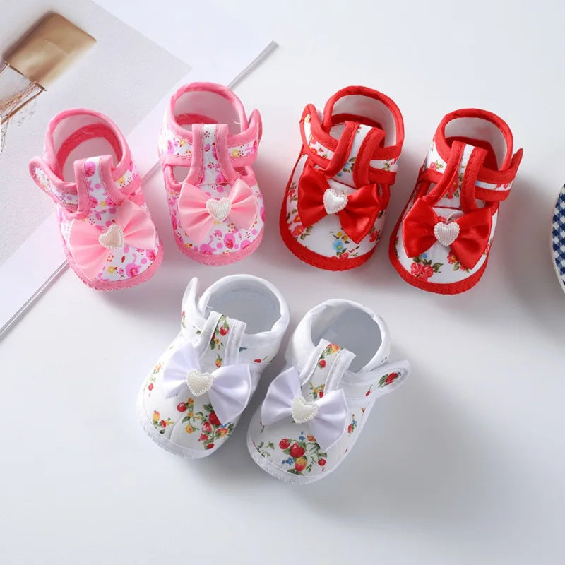 Cotton Infant First Walkers Cute Printing Newborn Walking Shoes for Baby Girl Infant Floor Socks Anti-slip Baby Shoes 0-12M
