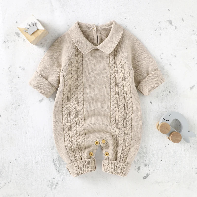 Baby Rompers Autumn Hood Long Sleeve Newborn Boys Girls Knitted Jumpsuits Playsuits Winter Toddler Infant Outfits Clothes 0-18m