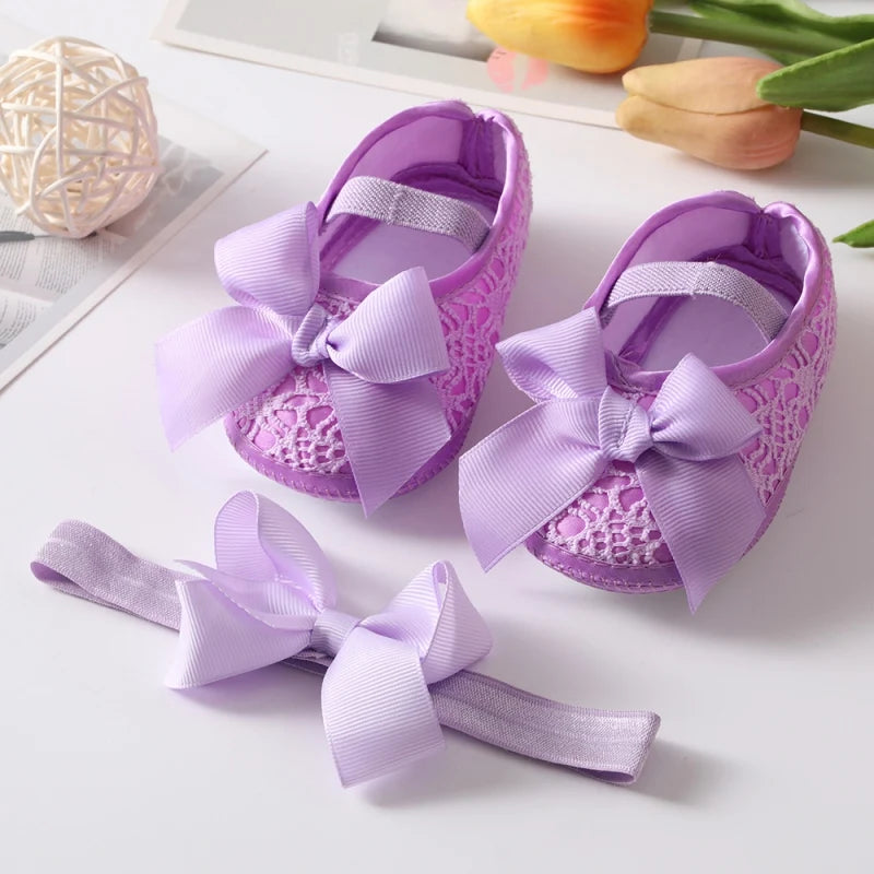 Newborn Baby Shoes for Girls Sweet Bow Toddlers Princess Crib Shoes Autumn Cotton Soft Sole Infant First Walker 0-18 Months