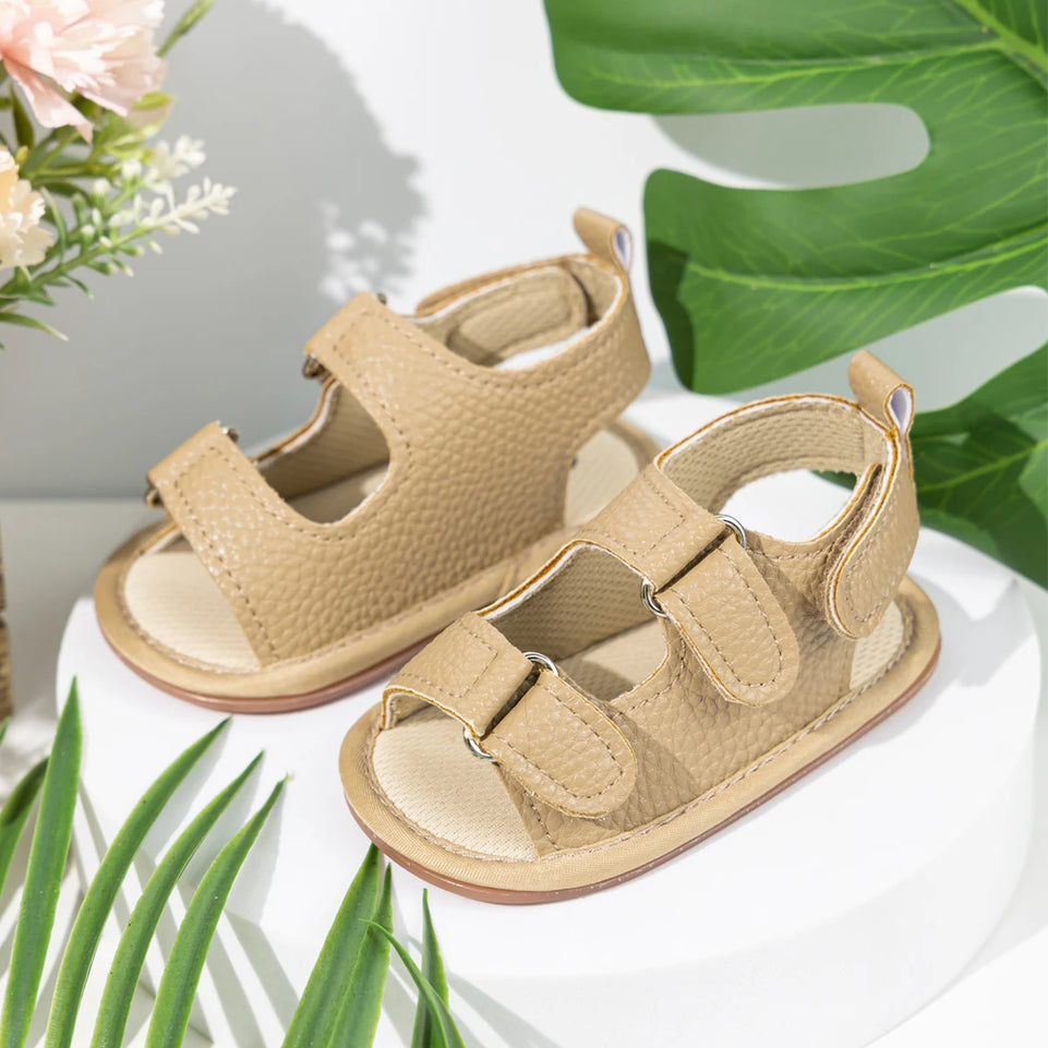 Summer Rubber Soft Anti-Slip Sandal Baby Boy Girl Shoes Bowknot Dress 0-18 Months PU Flats Beach Slipper First Walker Crib Shoes