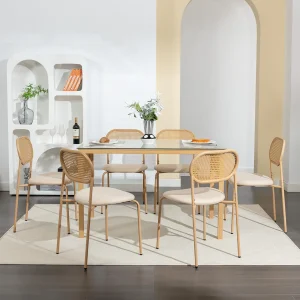 Rosahqnda 2 PCs Dining Room chairs Upholstered chairs Rattan Backrest Modern Dining Room chairs Kitchen chairs Living Room chairs