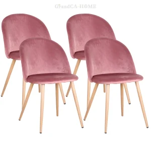 Set of 4 / 6 Modern Velvet Dining Chairs Upholstered Chairs w/ Metal Legs Backrest Chair Coffee Chairs for Kitchen Dining Room