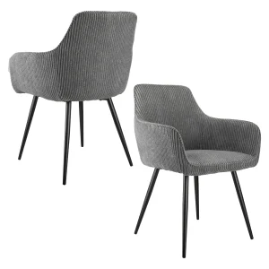 Upholstery chair Dining Room chair with Armrest Cord fabric Kitchen chair living room chair Ergonomic Stable Grey