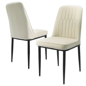 Durrafy Dining Chair Set of 2 Modern Style Dining Chairs for Kitchen Table Room Furniture Off-White