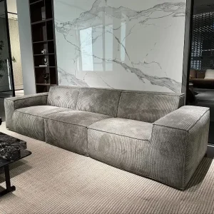 Nordic Light Luxury Style Corduroy Material Living Room Sofa Hotel Vacuum Compression Sofa Sponge Filling Multi-Person Sofa