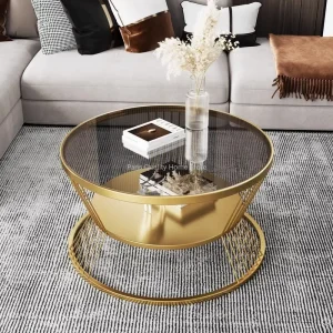 Nordic Light Luxury Extremely Simple Coffee Table Living Room Home Tempered Glass Simple Round Small Coffee Table