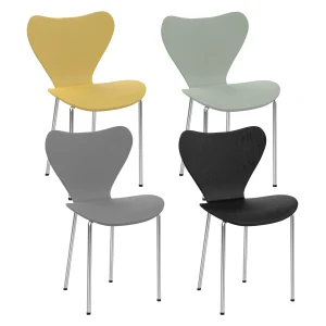 Dining Room Chairs, Set of 4, Mixed Colors, Chairs for Dining Room, Kitchen Chairs, Stackable Chair, Metal Legs, 45.5x40x82.5cm
