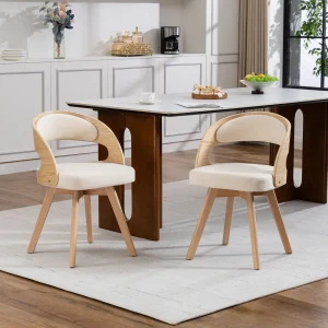 Chair 2 set swivel 360 degree upholstery chair solid wood legs ergonomic kitchen chair modern for dining room living room