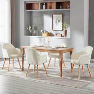 WOLTU 2PCS/SET Modern Dining Chairs Upholstered Kitchen Chairs with Armrests Backrest Corduroy Seat for Living Room Bedroom