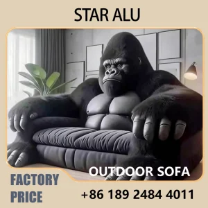 Gorilla Sofa, Dark Grey & Light Gray Fabric Couch，Ergonomic Design for Living Room/Bedroom，Realistic Primate Shape