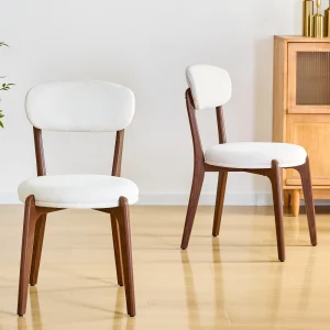 Mid-Century Modern Set of 2/4 Dining Chairs, Linen Fabric Side Chairs with Thick Padded Seats, Accent Chairs for Dining Room