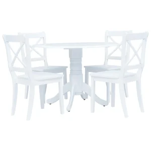 5-piece dining set, rubberwood, white Modern dining room sets Sturdy multiplayer table with chairs Decorative Furniture