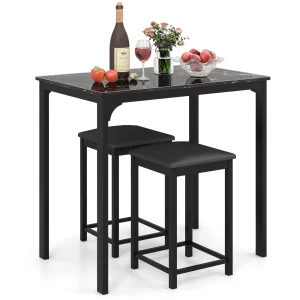 3-Piece Dining Table Set, Bar Table Set with 2 Bar Stools, Dining Set with Padded Chairs, Kitchen Table