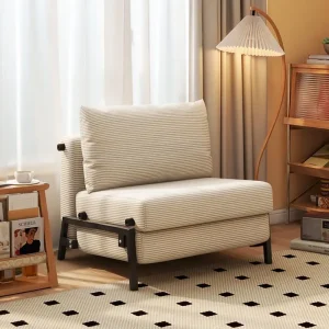 Sofa Bed, Foldable Single Push-pull Bed for Living Room, Study Room and Balcony, Retro Fabric Sofa for Small Apartment, Corduroy