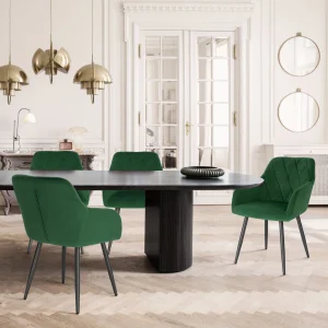 4PCs/Set Dining Chair Upholstered Seat Velvet Scandinavian Armchair Kitchen Chair with Backrest Armrests for Bedroom Living Room