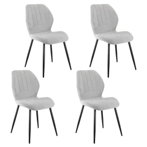 AIORBER Set of 4 dining chairs ergonomic linen fabric metal legs modern upholstered gray