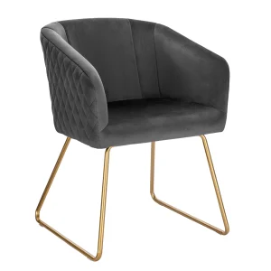 WOLTU 1PC Modern Dining Chair Velvet Armchair with Armrests Backrest Lounge Chair Gold Metal Legs for Home Kitchen Bedroom